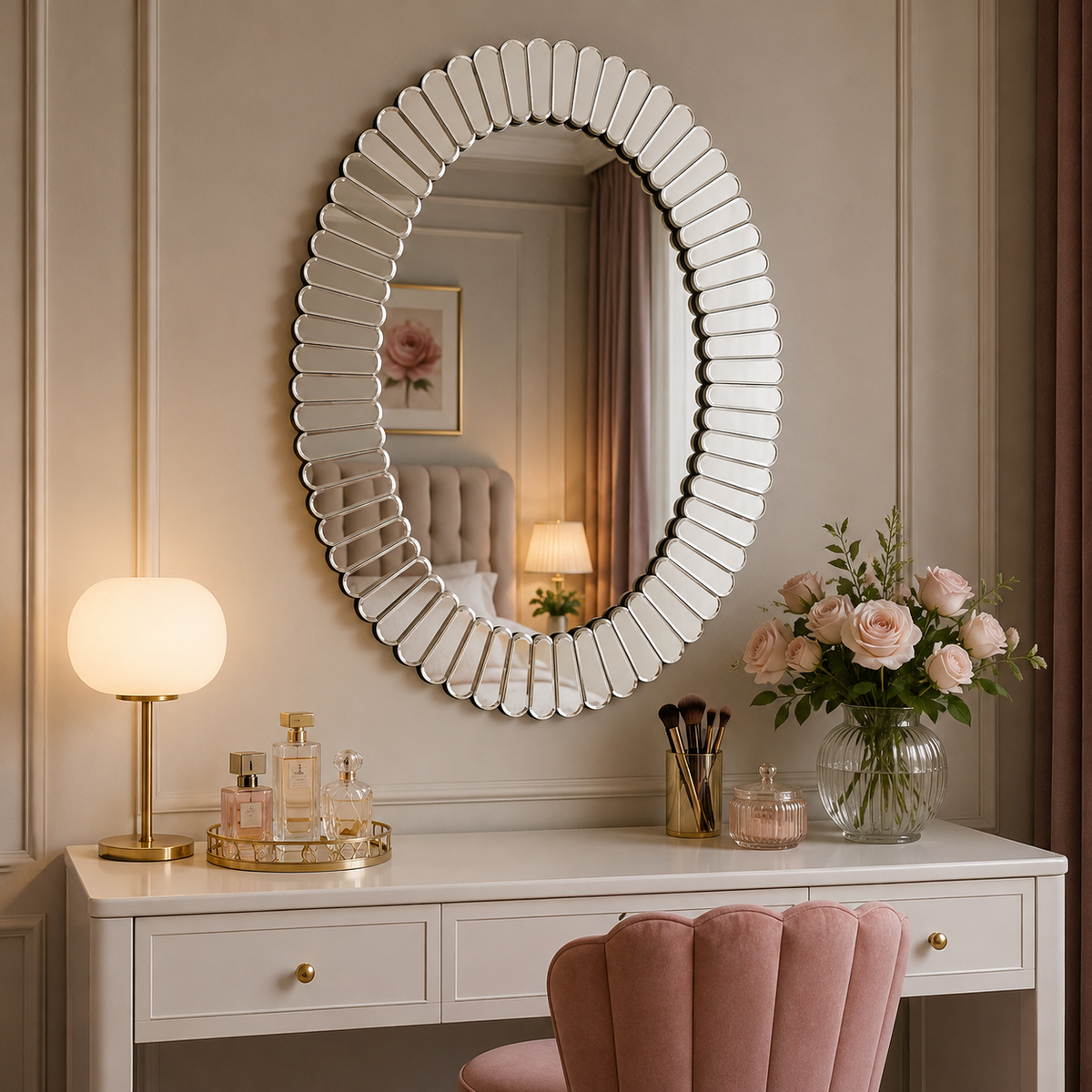 Oglinda decorativa ovala, diametru 74x58 cm, rama segmentata