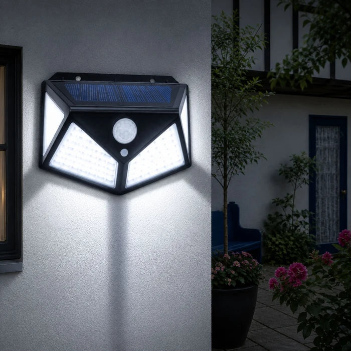Set 4 Lampi Solare 100LED cu Senzor de Miscare Iluminare Exterior Waterproof - detaliu produs