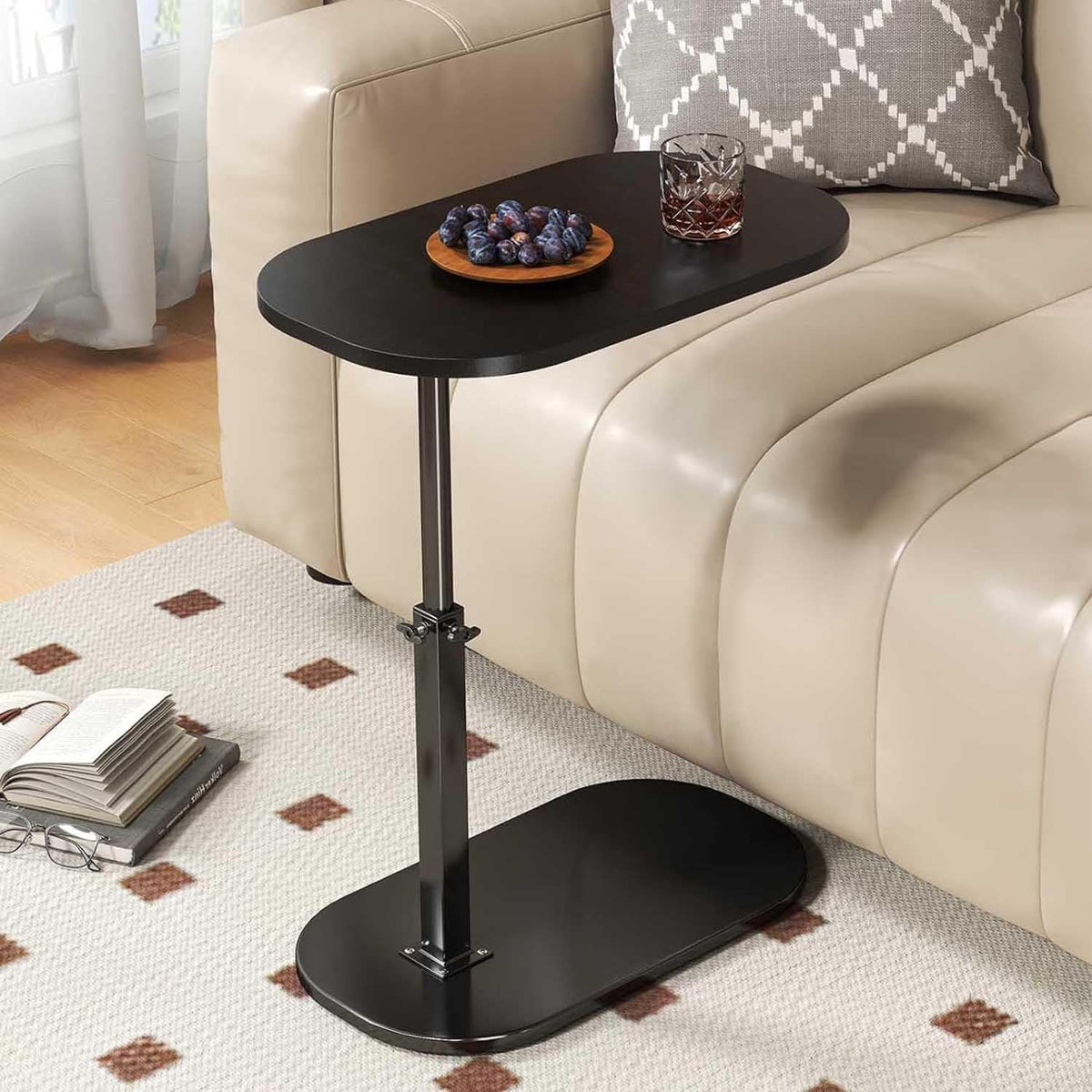 Masuta de cafea reglabila cu picior pentru pat sau canapea, blat rotativ 360° , 40 x 30 cm, inaltime 43-80 cm
