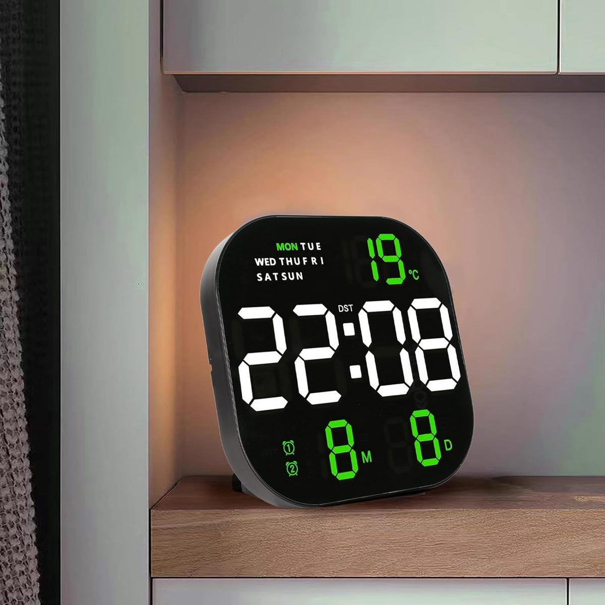 Ceas digital de birou sau perete cu telecomanda cu afisaj LED temperatura si alarma