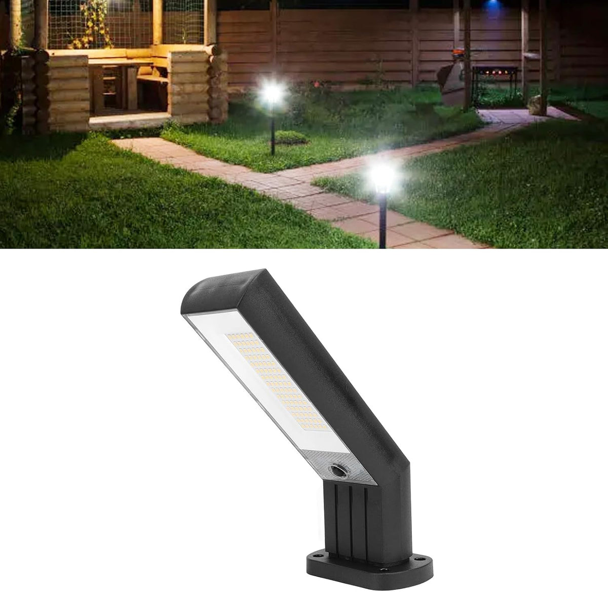 Lampa Solara LED pentru Gradina, 90 LED-uri, 3 Moduri Iluminare, Protectie IP65, Inaltime 83 cm, Culoare Negru