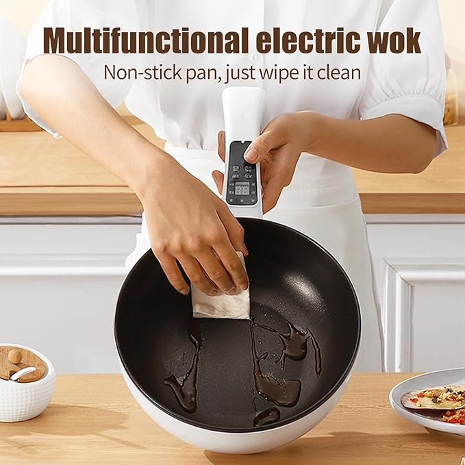 Tigaie Electrica Inteligenta 4L, 26 cm, Multifunctionala cu Panou Control, Invelis Antiaderent si Functii Gatit Rapid