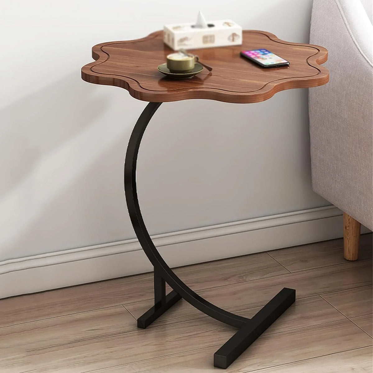 Masa rotunda în forma de C, pentru laptop sau cafea în stil modern minimalist 25x30x60cm