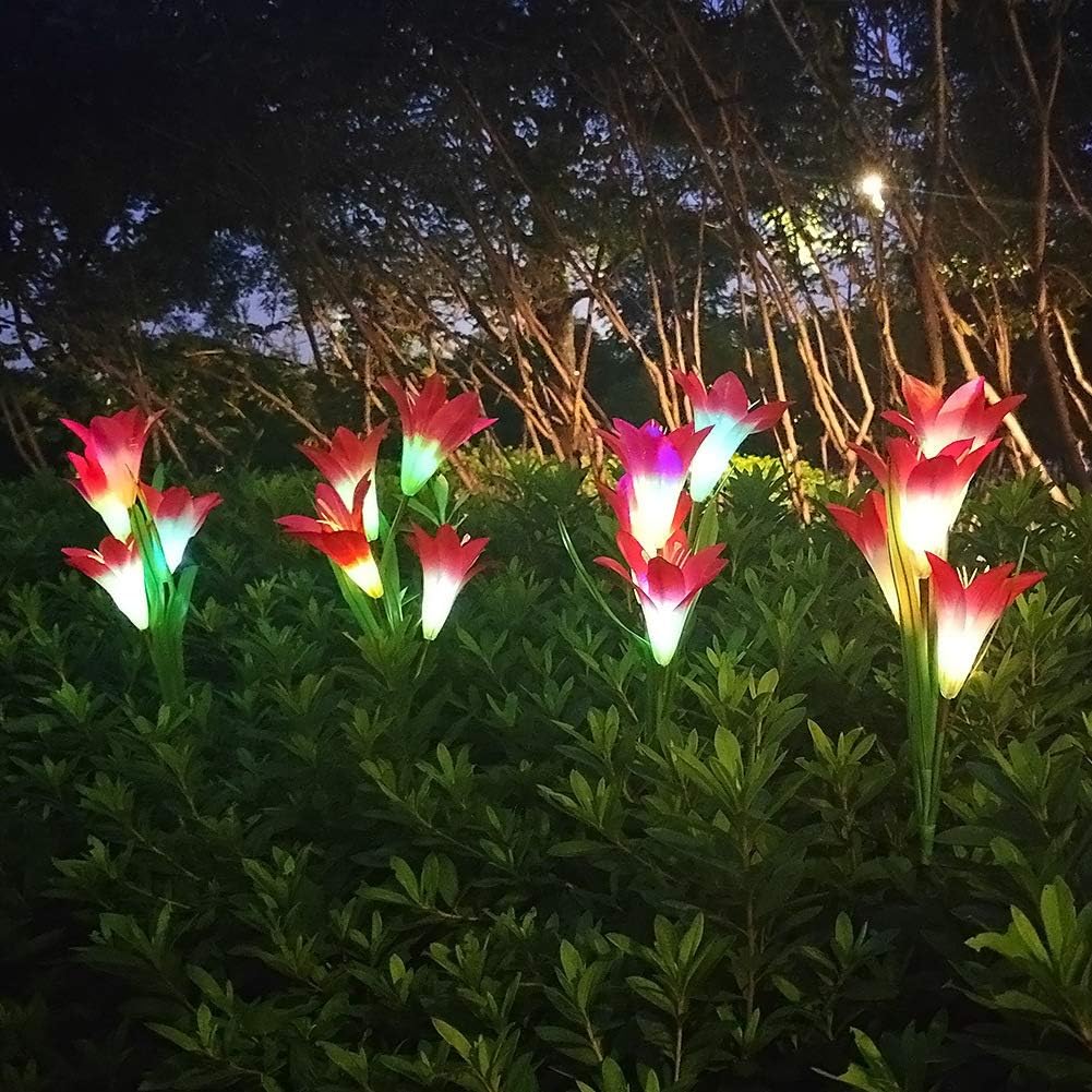 Set 2 lampi solare tip crin 75 cm pentru gradina iluminare decorativa exterior