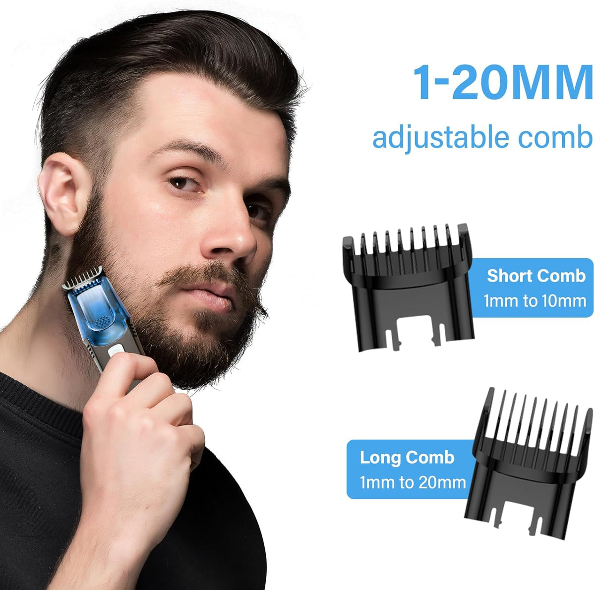 Masina de tuns si aparat de ras cu sistem vacuum, rezistent la apa IPX6, 20 setări, afisaj LCD, autonomie 90 min