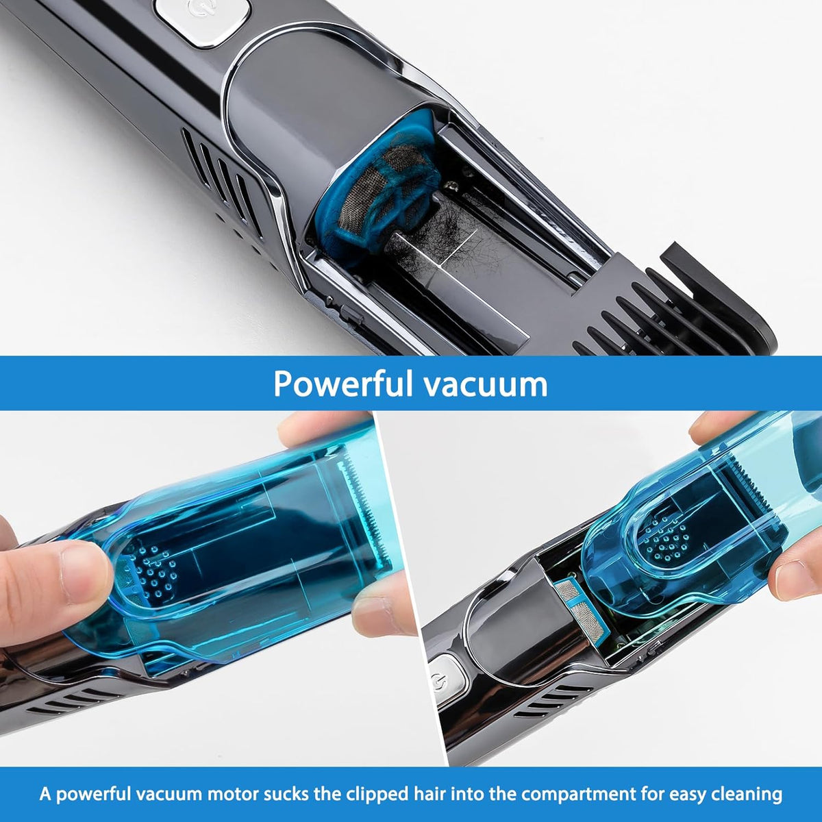 Masina de tuns si aparat de ras cu sistem vacuum, rezistent la apa IPX6, 20 setări, afisaj LCD, autonomie 90 min