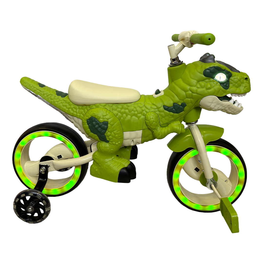 Tricicleta Jurassic T-Rex 2 in 1 Bicicleta Roti EVA Silentioase Ochi LED 2-8 Ani - detaliu produs
