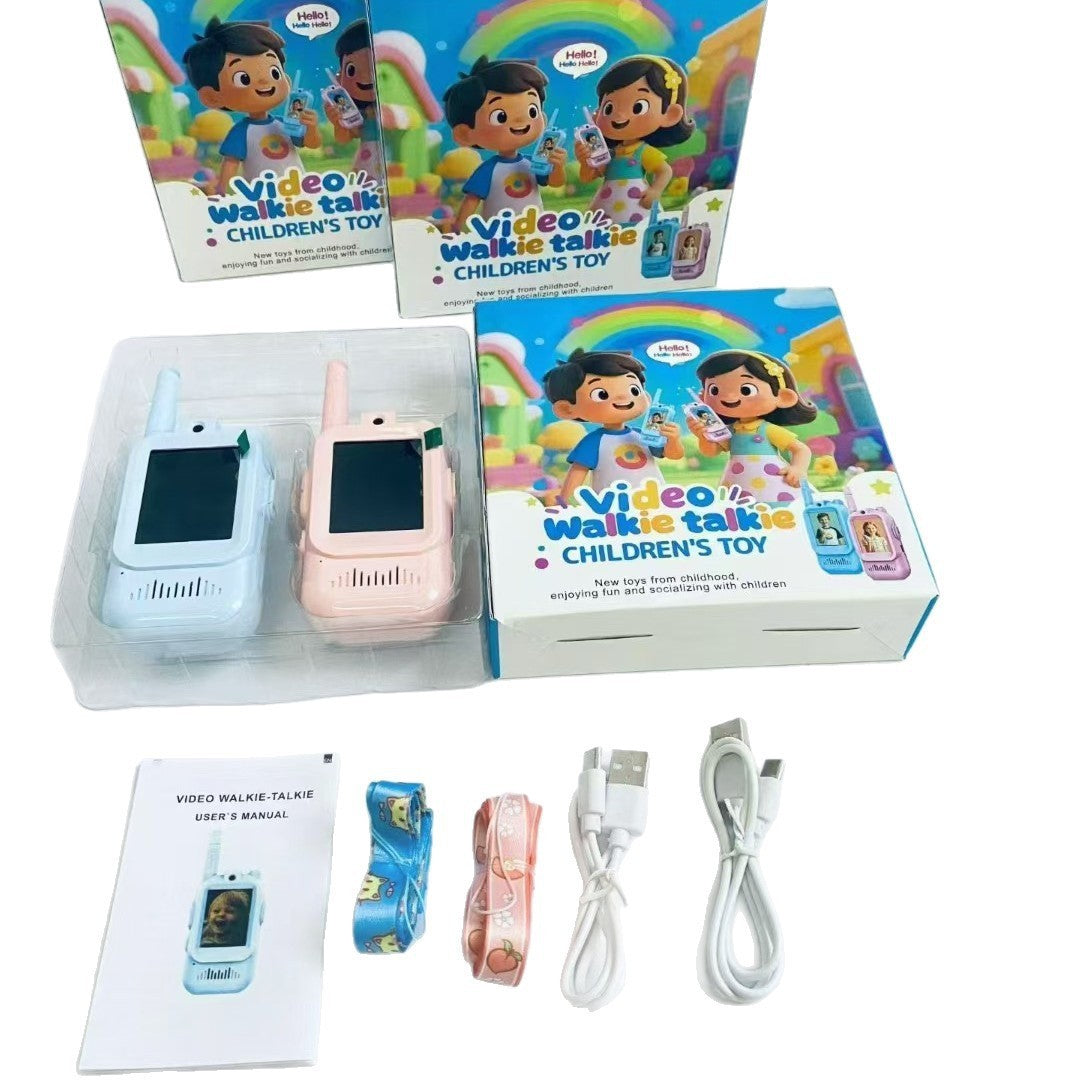Set 2 Walkie Talkie VisionHub cu Video 480P HD Ecran 2.0 Inch Raza 300m Roz Albastru - imagine principala