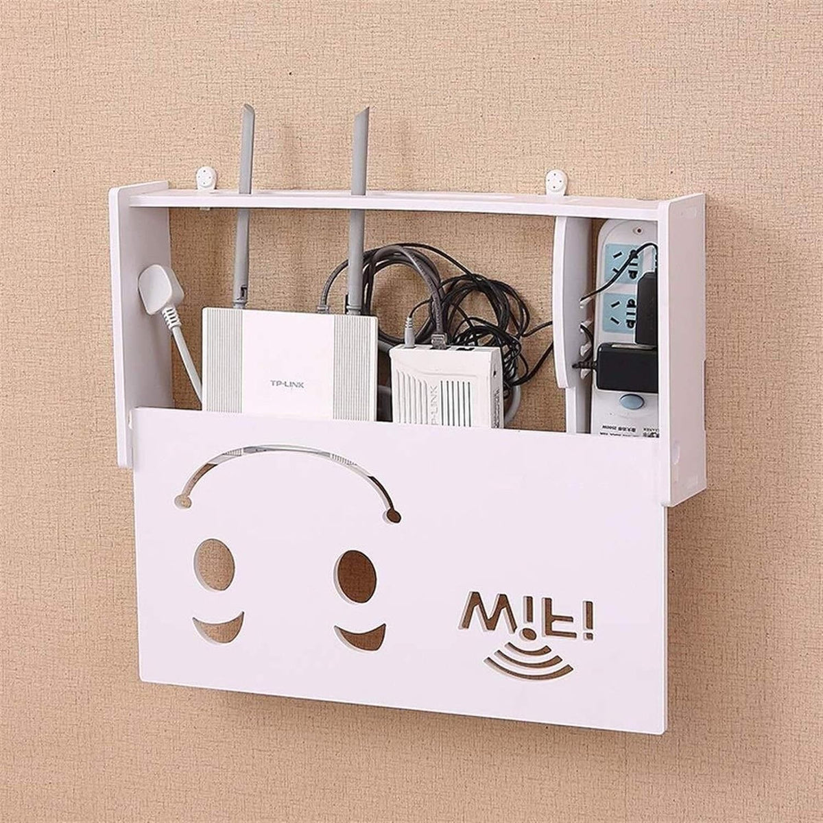 Suport router wireless pentru mascare fire si echipament WIFI, alb