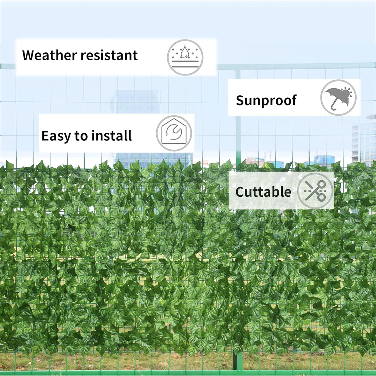 Panou Gard Artificial cu Frunze Ivy 3m x 1m, Paravan Verde, Balcon, Terasa, Gradina