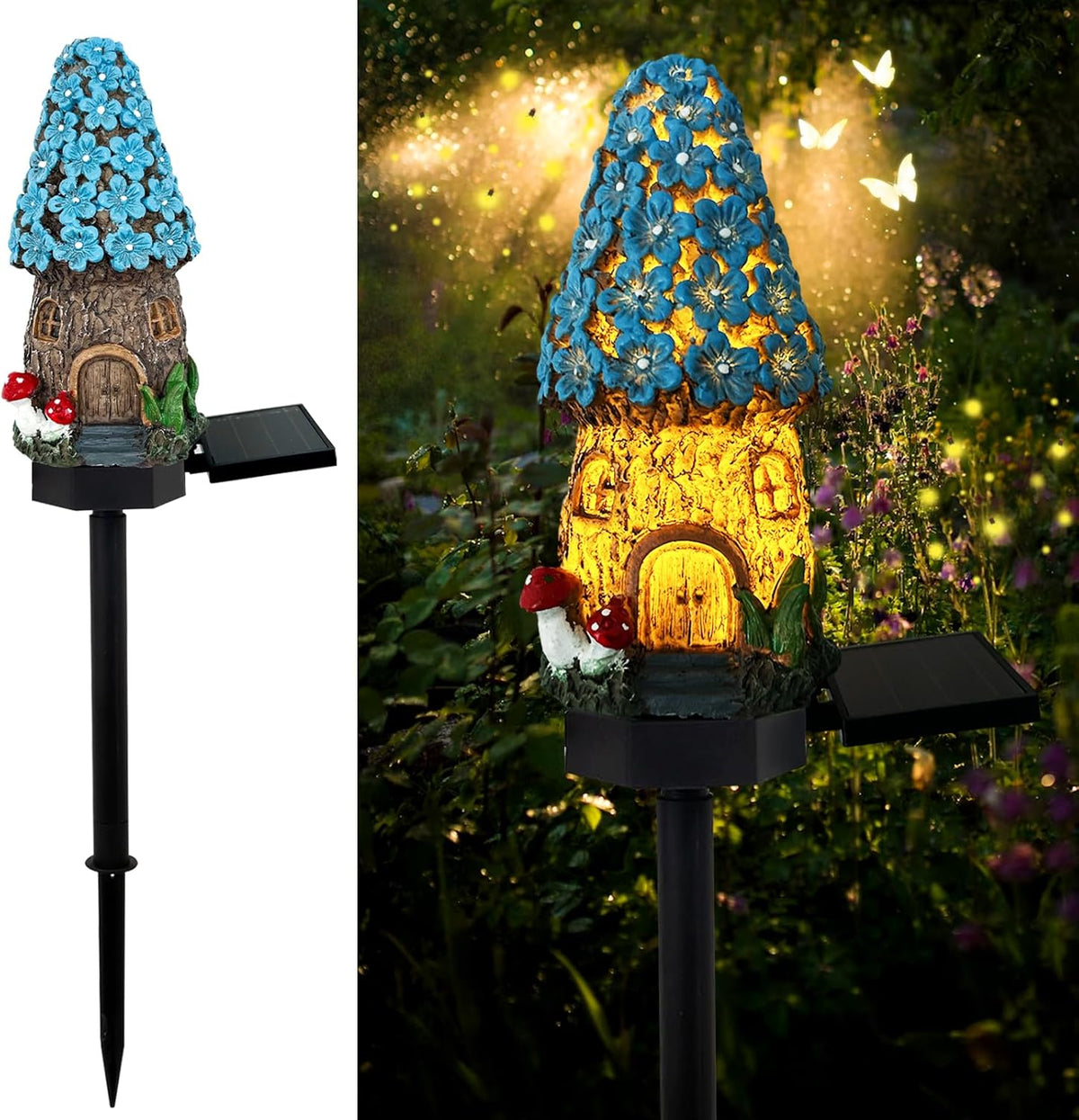 Lampa decorativa de gradina cu încarcare solara, model casuta din povesti