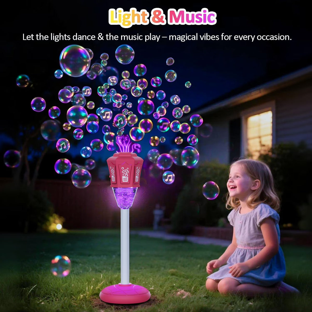 KK Bubble Blower Bubble Tower Jucarie Copii cu Muzica si Pulverizator Girasol 119cm - detaliu produs