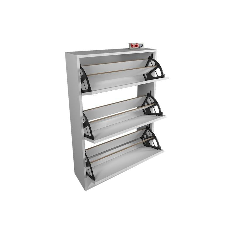 Pantofar cu usa rabatabila si rafturi glisante, 3 compartimente, PAL melaminat de 18 mm, 110 x 73,5 x 22 cm