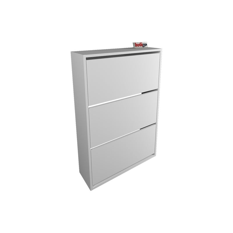 Pantofar cu usa rabatabila si rafturi glisante, 3 compartimente, PAL melaminat de 18 mm, 110 x 73,5 x 22 cm