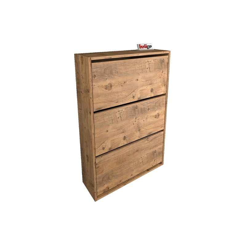 Pantofar cu usa rabatabila si rafturi glisante, 3 compartimente, PAL melaminat de 18 mm, 110 x 73,5 x 22 cm