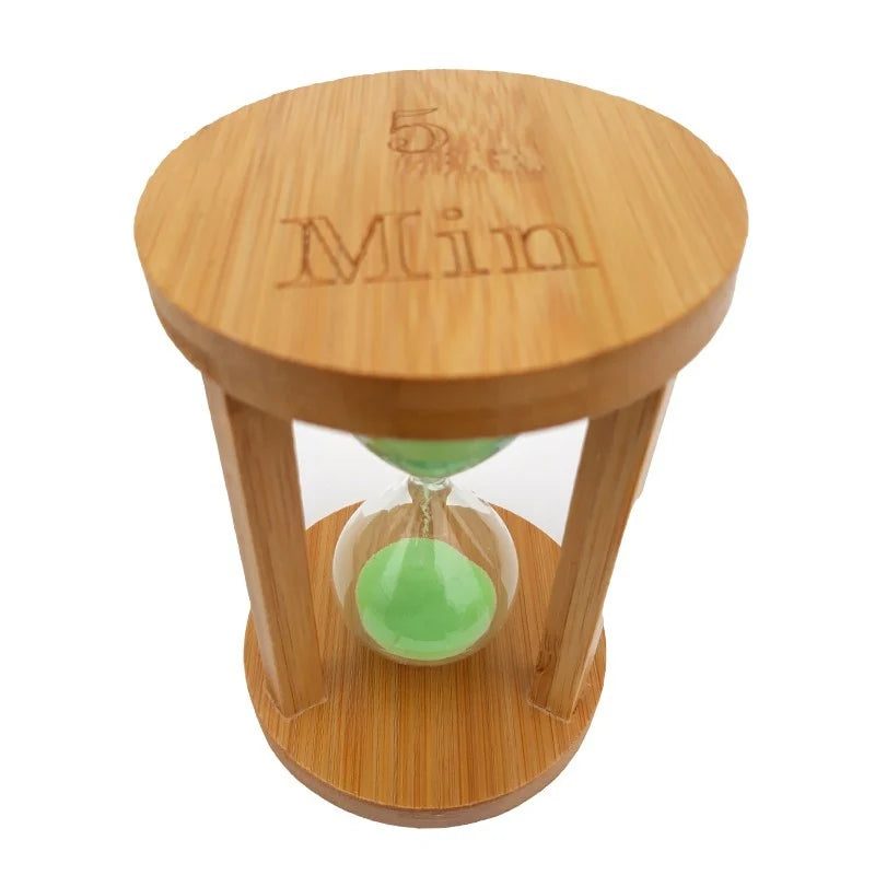 Clepsidra din lemn cu nisip colorat 5 Minute Sticla Cristalina 15 cm - detaliu produs