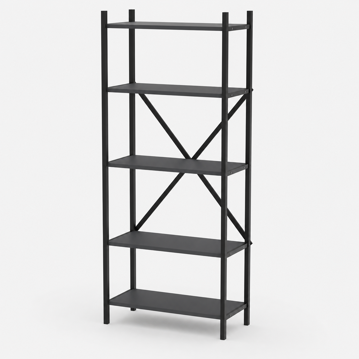 Biblioteca decorativa din PAL si metal 63x29,5x145,6 cm, cu 5 rafturi, pentru carti si accesorii