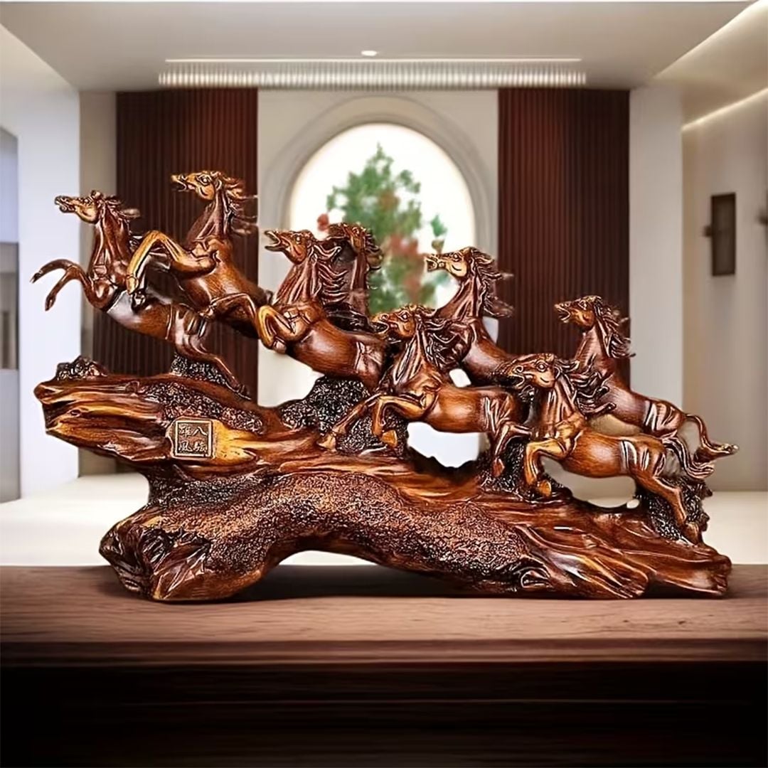 Statueta decorativa cai in alergare – rasina – design artistic premium 11 x 36 x 21 cm