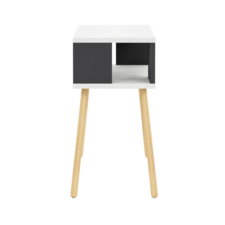 Noptiera cu picioare din lemn si raft deschis, 44 x 29 x 18 cm, stil scandinav modern