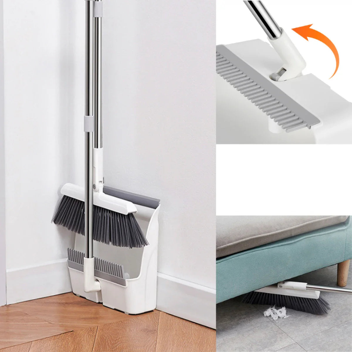 Set matura si faras pliabil, coada inox, perii moi de 7.5 cm, alb