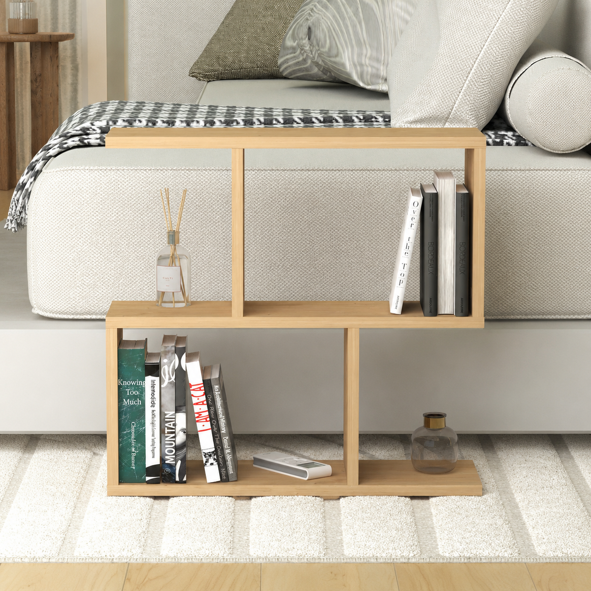Masuta laterala cu rafturi pentru carti, 60 x 20 x 59,4 cm
