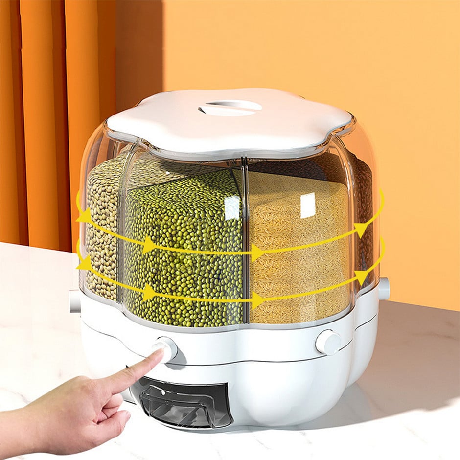 Dispenser rotativ pentru cereale, bomboane, 6 compartimente