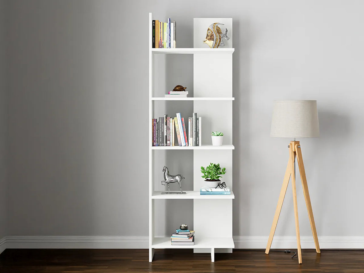 Raft Biblioteca Asimetric 5 Polite MDF Negru Decorativ Perete - detaliu produs
