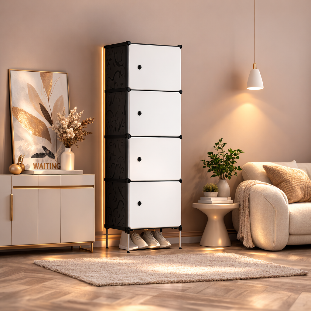 Organizator depozitare 4 compartimente 42x36x136 cm Alb