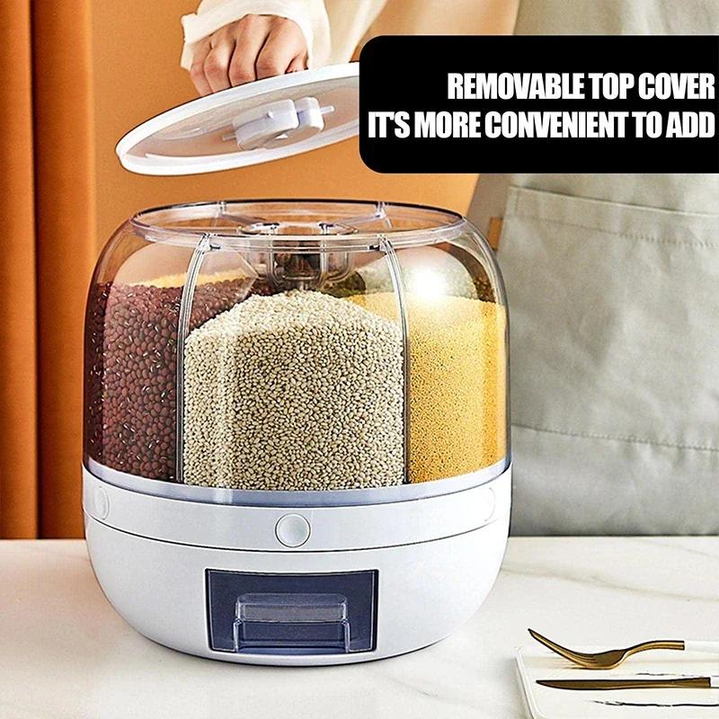 Dispenser rotativ pentru cereale, bomboane, 6 compartimente