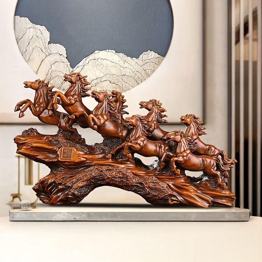 Statueta decorativa cai in alergare – rasina – design artistic premium 11 x 36 x 21 cm