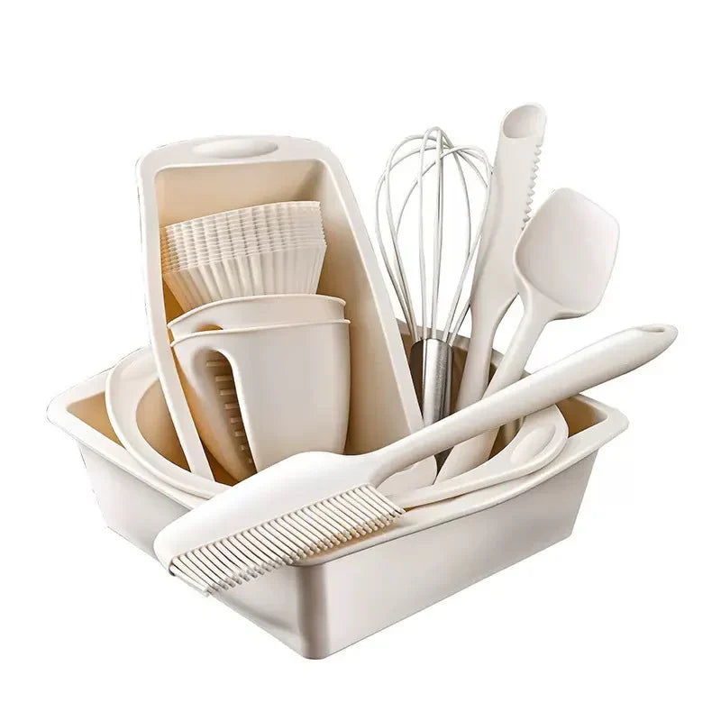 Set 22 Piese Ustensile pentru Copt din Silicon, Tavi Antiaderente + Prosoape Bucatarie Bumbac - imagine principala