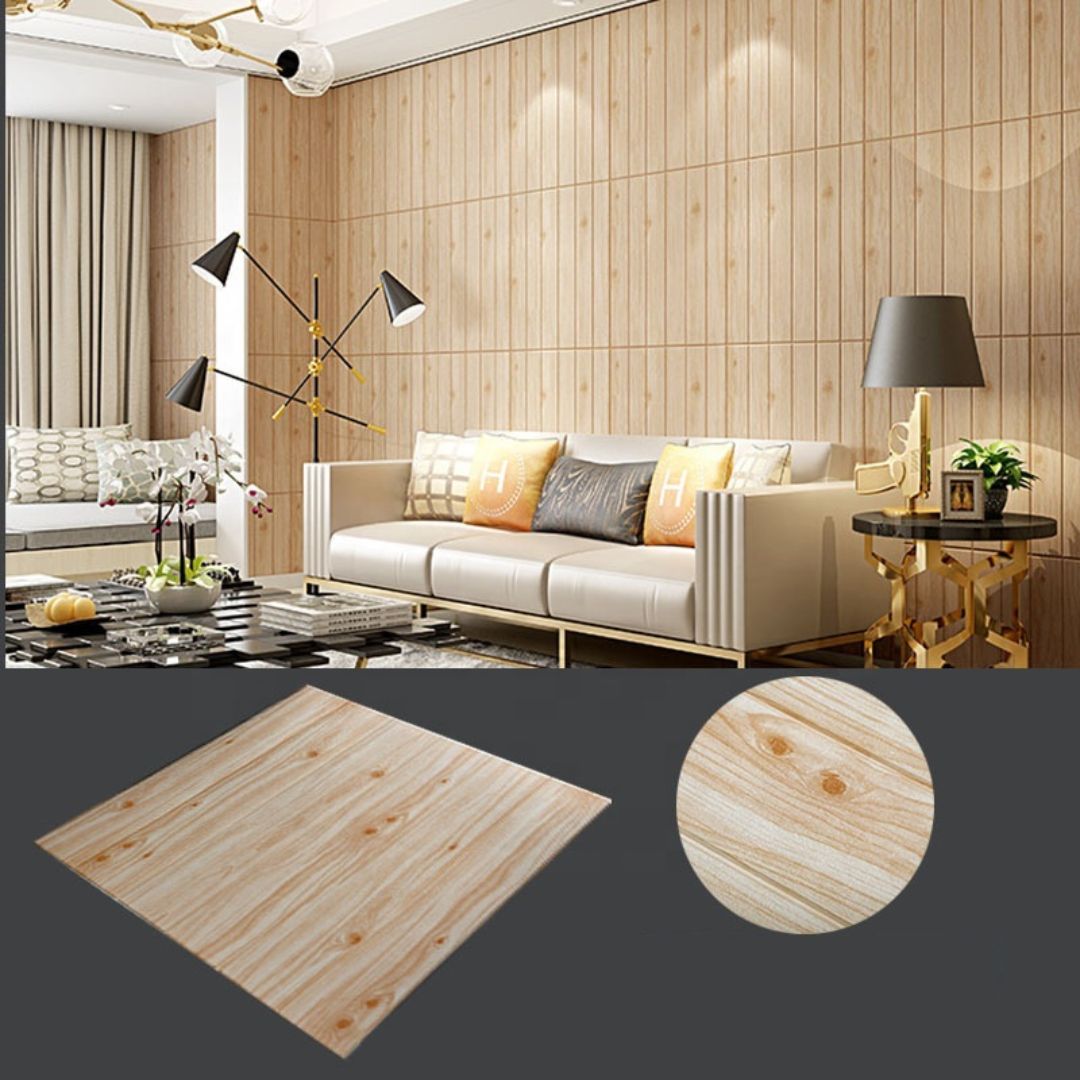 Tapet autocolant pentru perete 3D imitatie lemn, 5mm, autoadeziv, 70x77 cm