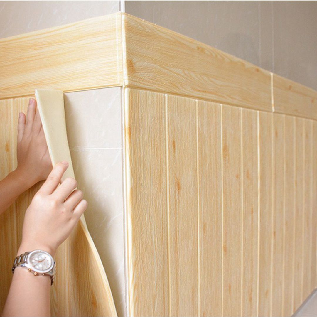 Tapet autocolant pentru perete 3D imitatie lemn, 5mm, autoadeziv, 70x77 cm