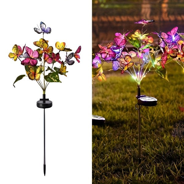 Set 2 Lampi Solare LED Fluturi Decorativi Gradina – 80 cm, Multicolor