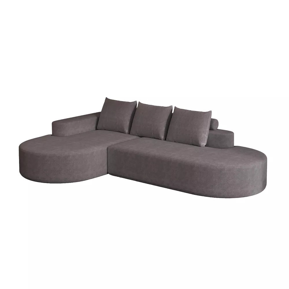Canapea Coltar Premium Memory Foam HD 275x175x70 cm Material Plusat Reiat cu Dungi Groase