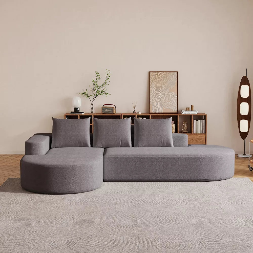 Canapea Coltar Premium Memory Foam HD 275x175x70 cm Material Plusat Reiat cu Dungi Groase