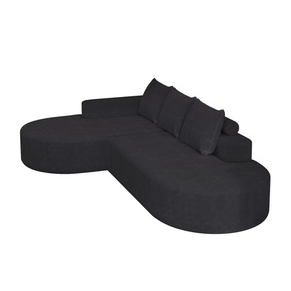 Canapea Coltar Premium Memory Foam HD 275x175x70 cm Material Plusat Reiat cu Dungi Groase