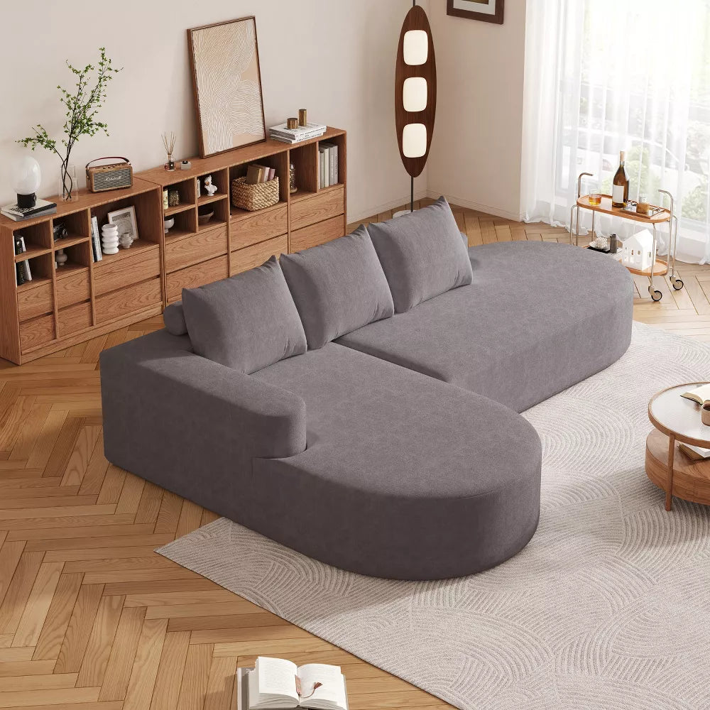 Canapea Coltar Premium Memory Foam HD 275x175x70 cm Material Plusat Reiat cu Dungi Groase