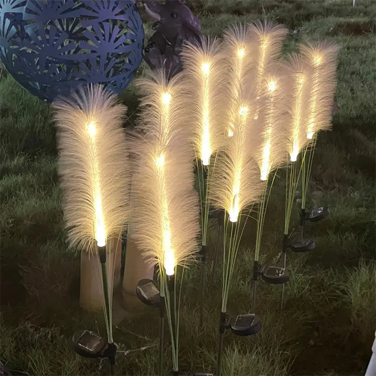 Set 2 Lampi Solare Decorative tip Iarba Pampas cu LED 70cm, lumina calda, IP66