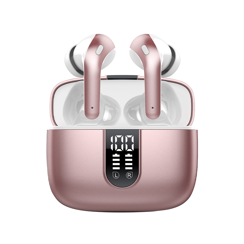Casti Wireless In-Ear Bluetooth 5.4 Rezistente la Apa cu Display Baterie si Fast Pairing