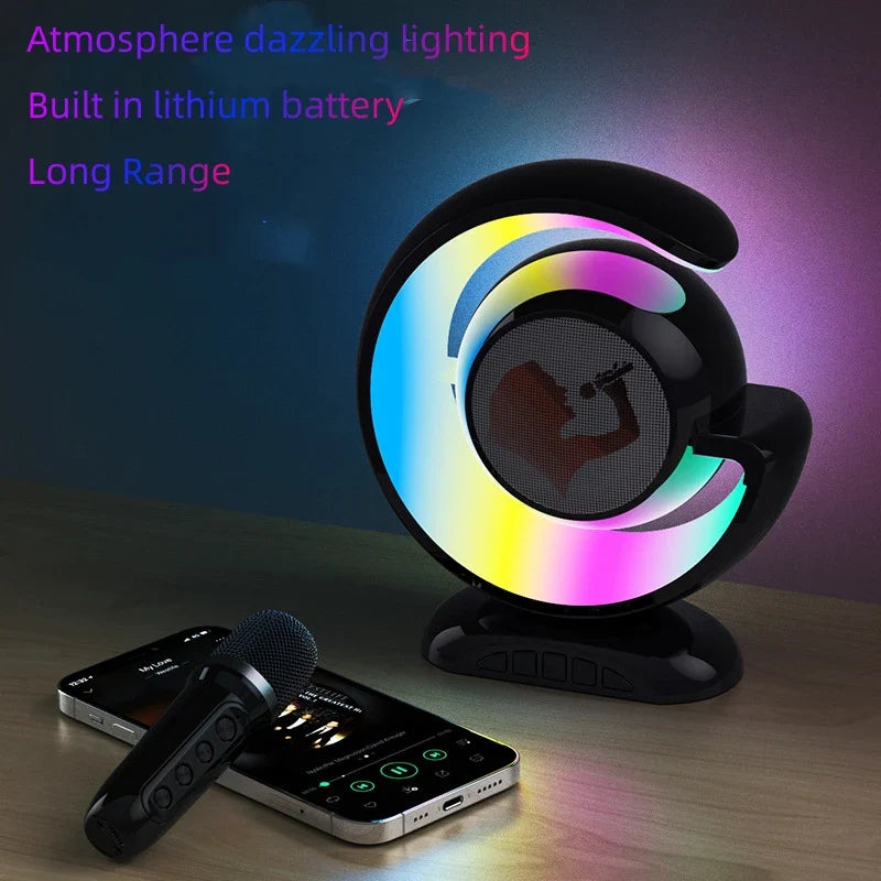 Boxă Portabilă cu Microfon Wireless, Lumină LED și Sunet Dinamic – Party Karaoke 3 în 1