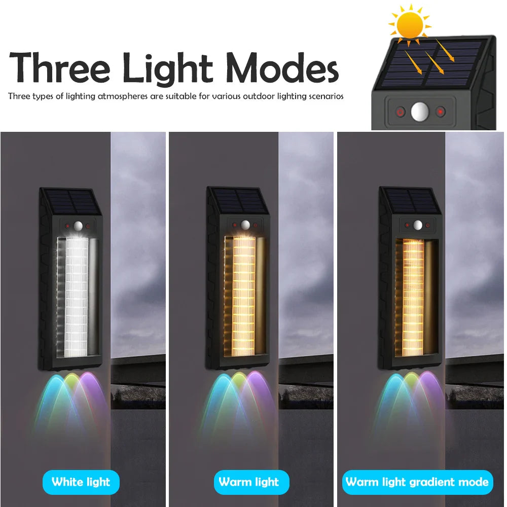 Lampa solara LED 33 cm, senzor miscare, 3 moduri de lumina, panou solar 5.5V/1.6W, rezistenta la apa