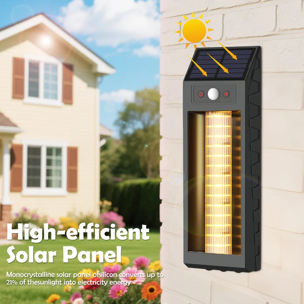 Lampa solara LED 33 cm, senzor miscare, 3 moduri de lumina, panou solar 5.5V/1.6W, rezistenta la apa