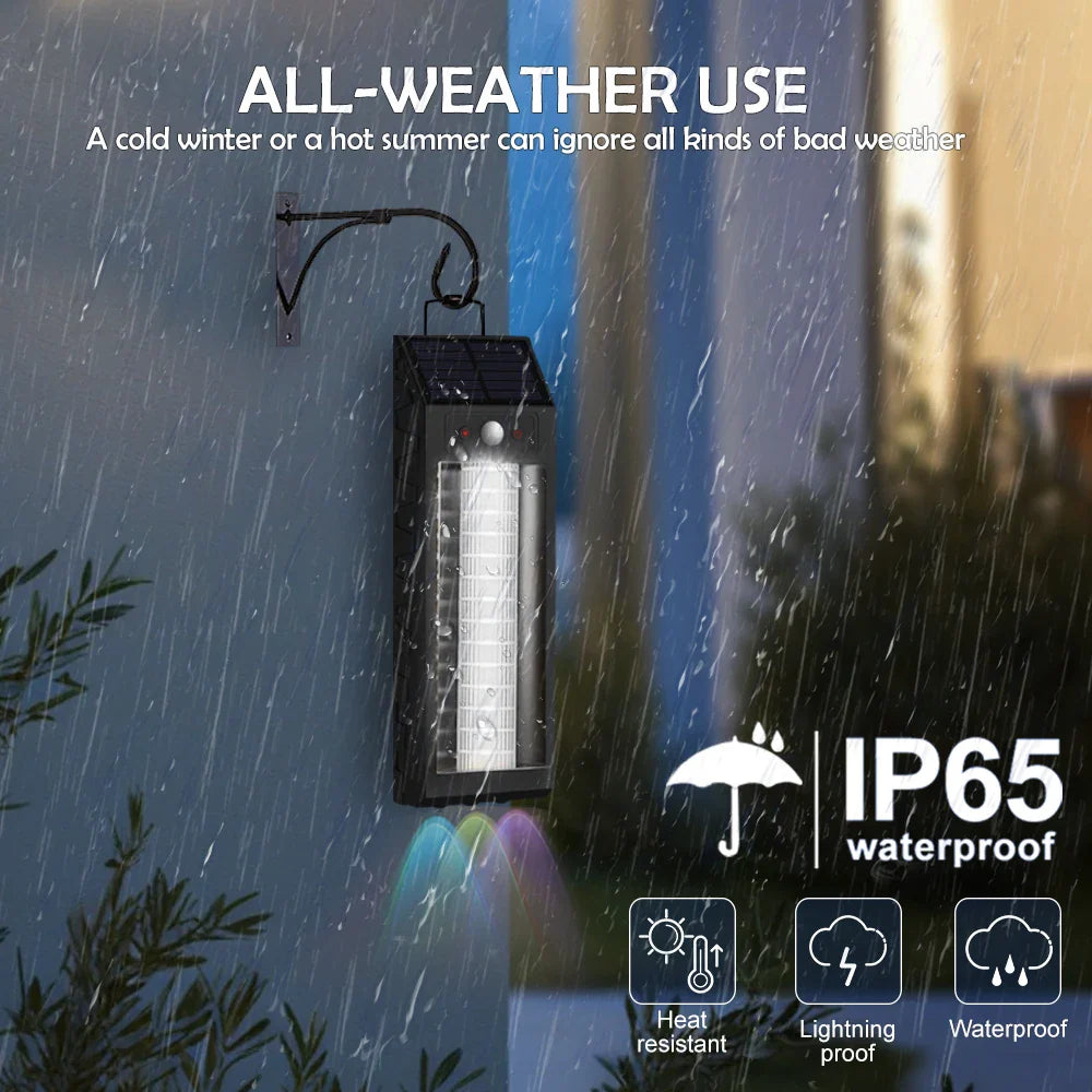 Lampa solara LED 33 cm, senzor miscare, 3 moduri de lumina, panou solar 5.5V/1.6W, rezistenta la apa