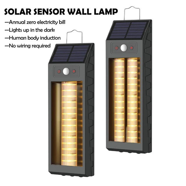 Lampa solara LED 33 cm, senzor miscare, 3 moduri de lumina, panou solar 5.5V/1.6W, rezistenta la apa