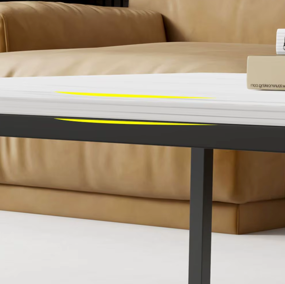 Masuta de cafea dreptunghiulara, minimalista, design nordic, aspect marmura alba, 120x60x43cm