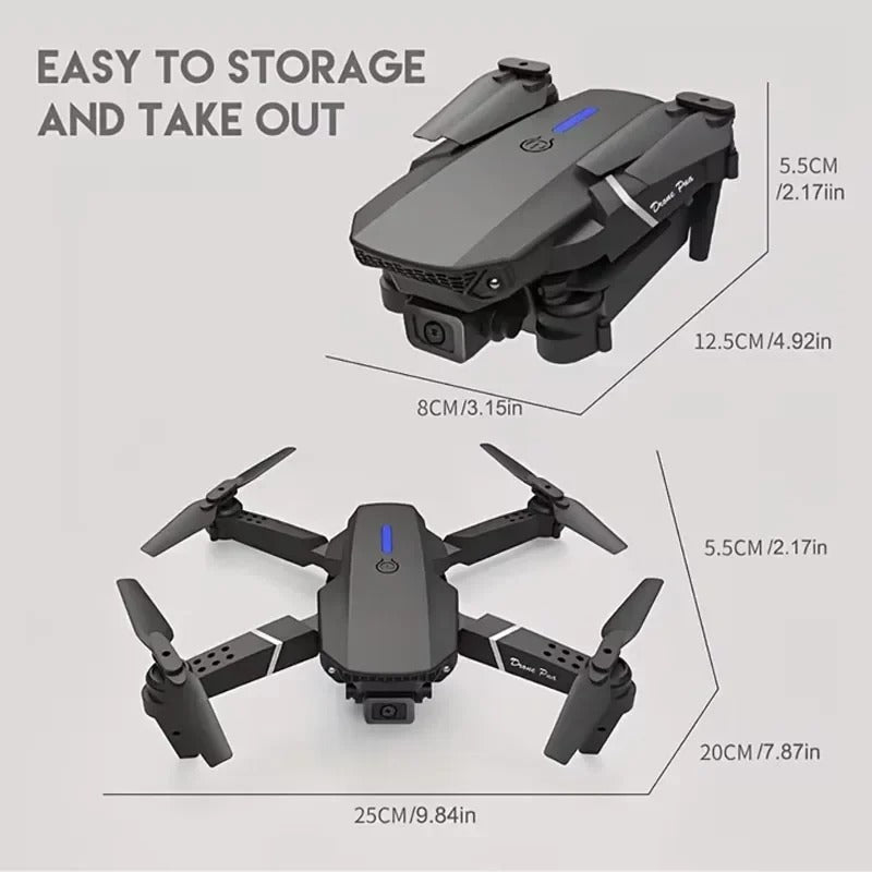 Drona inteligenta E88 Pro cu camere 4K, control wireless si gestual, pliere rapida, geanta inclusa