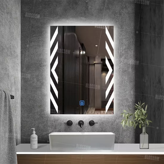 Oglinda LED Baie 60x80 cm cu Touch, Dezaburire, Ceas Digital si Iluminare 3 Culori