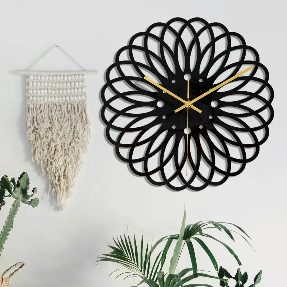 Ceas de perete 30 cm design geometric 3D modern silentios culoare neagra