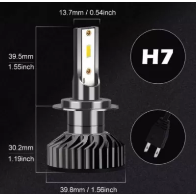 Set 2 becuri LED H7 100W, 9V-32V, F2 COB, ventilator slim, canbus, 6000K